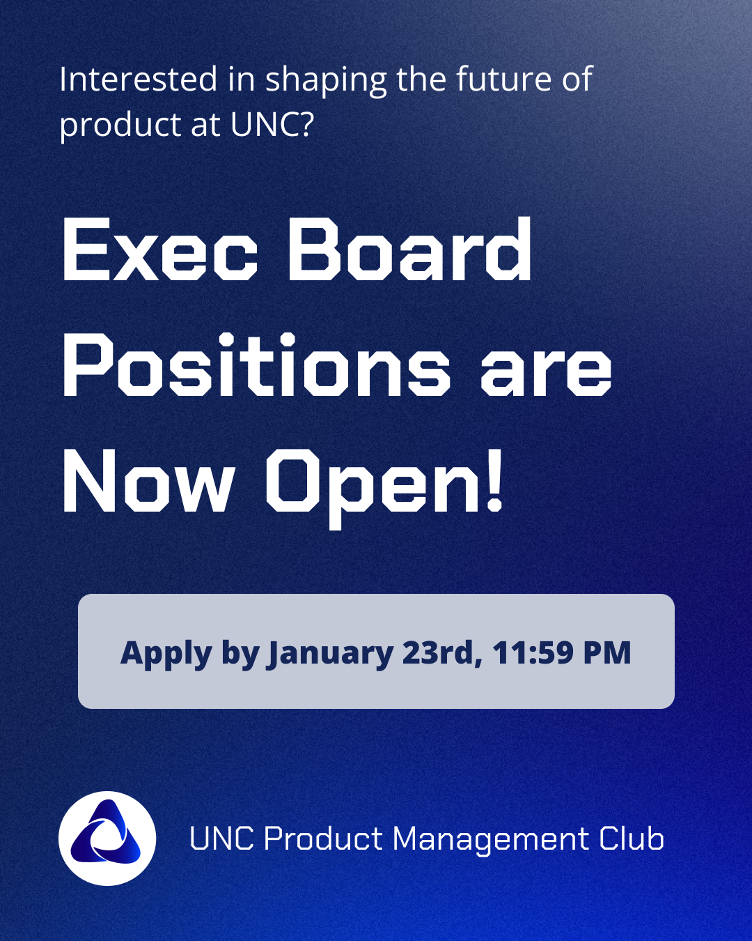 Exec Board Positions Open — UNC PM Club